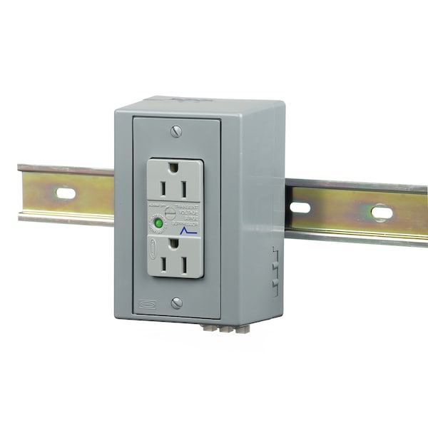 Hubbell Wiring Device-Kellems DIN Rail Utility Box, Complete Unit- TVSS, DIN Rail Box, 15A TVSS, Gray - DRUBTVSS15