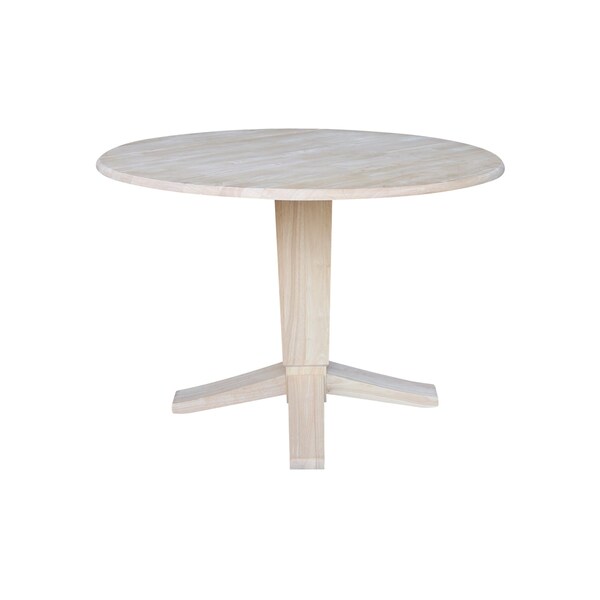 International Concepts 42 in. Solid Wood Round Dual Drop Leaf Dining Pedestal Table - 30.3 in.High, Unfinished - K-42DPT-23B