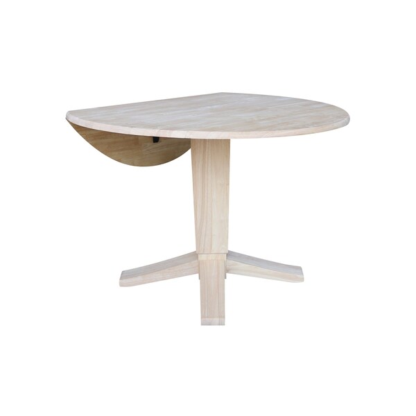 International Concepts 42 in. Solid Wood Round Dual Drop Leaf Dining Pedestal Table - 30.3 in.High, Unfinished - K-42DPT-23B