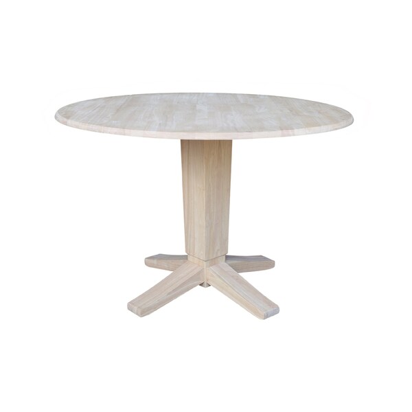 International Concepts 42 in. Solid Wood Round Dual Drop Leaf Dining Pedestal Table - 30.3 in.High, Unfinished - K-42DPT-23B