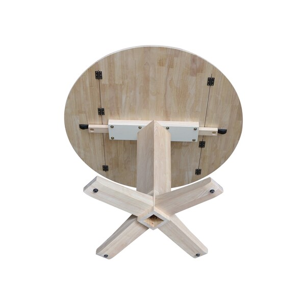 International Concepts 42 in. Solid Wood Round Dual Drop Leaf Dining Pedestal Table - 30.3 in.High, Unfinished - K-42DPT-23B
