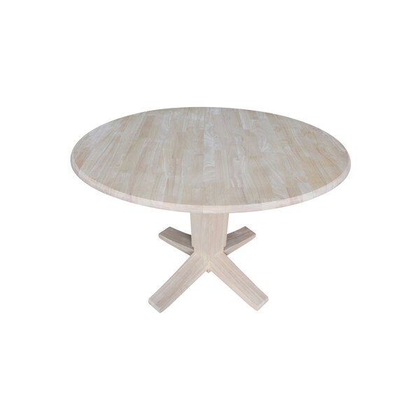 International Concepts 42 in. Solid Wood Round Dual Drop Leaf Dining Pedestal Table - 30.3 in.High, Unfinished - K-42DPT-23B
