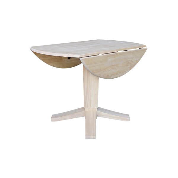 International Concepts 42 in. Solid Wood Round Dual Drop Leaf Dining Pedestal Table - 30.3 in.High, Unfinished - K-42DPT-23B
