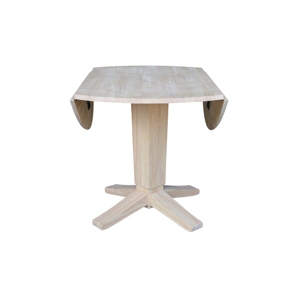 International Concepts 42 in. Solid Wood Round Dual Drop Leaf Dining Pedestal Table - 30.3 in.High, Unfinished - K-42DPT-23B