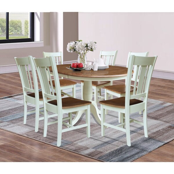 Whitewood Industries Rectangular Extension Dining Table W/ 6 Chairs, 36 in W, 29.3 in L, 48 in H, Parawood, 7 - K79-36RXT-C10-6