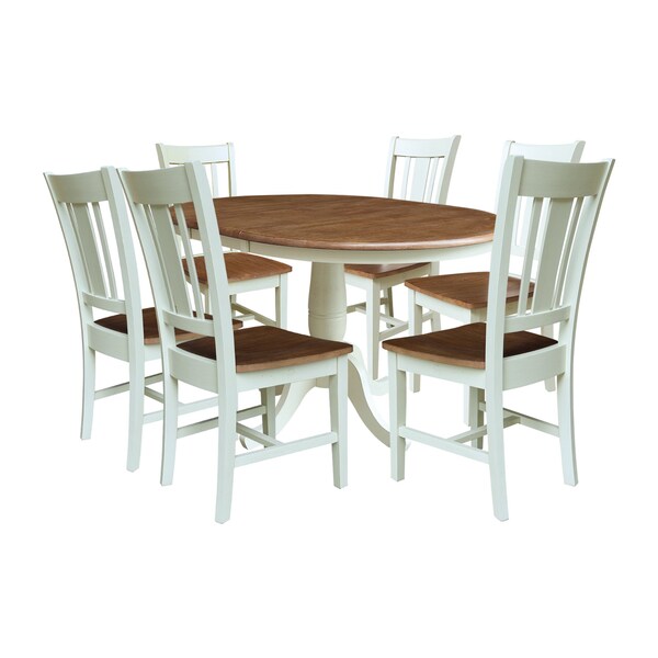 Whitewood Industries Rectangular Extension Dining Table W/ 6 Chairs, 36 in W, 29.3 in L, 48 in H, Parawood, 7 - K79-36RXT-C10-6