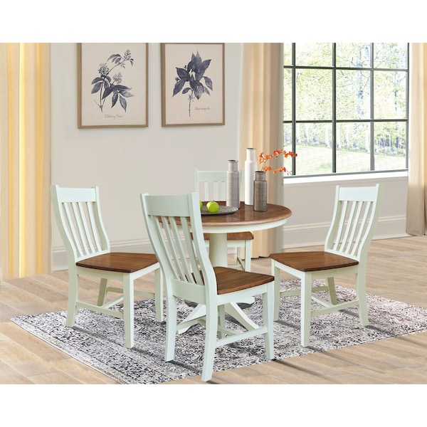 Whitewood Industries Rectangular Extension Dining Table W/ 4 Chairs, 36 in W, 30.1 in L, 48 in H, Parawood, 5 - K79-36RXT-27B-C61-4