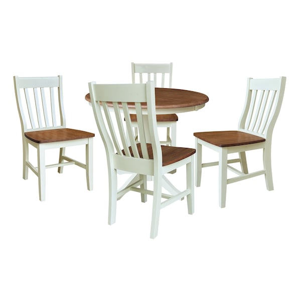 Whitewood Industries Rectangular Extension Dining Table W/ 4 Chairs, 36 in W, 30.1 in L, 48 in H, Parawood, 5 - K79-36RXT-27B-C61-4