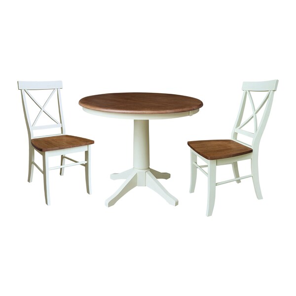 Whitewood Industries Rectangular Extension Dining Table W/ 2 Chairs, 36 in W, 30.1 in L, 48 in H, Parawood, 3 - K79-36RXT-27B-C613-2