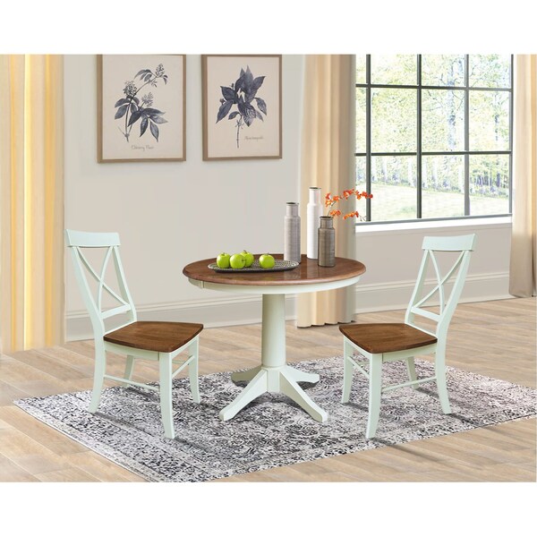 Whitewood Industries Rectangular Extension Dining Table W/ 2 Chairs, 36 in W, 30.1 in L, 48 in H, Parawood, 3 - K79-36RXT-27B-C613-2