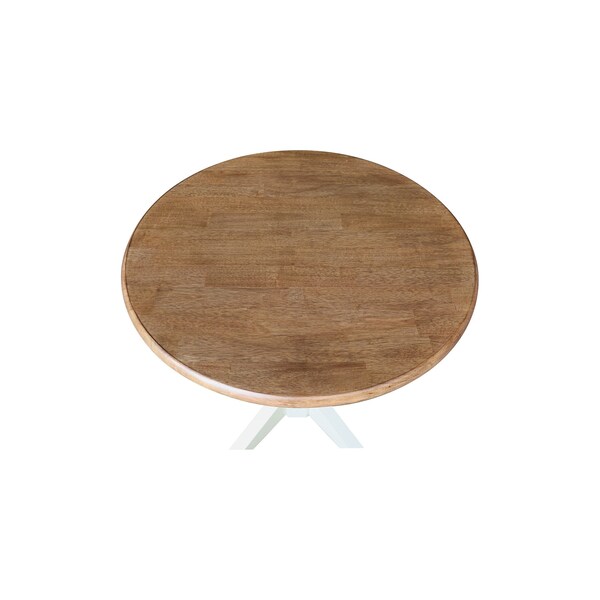 Whitewood Industries Rectangular Fixed Top Pedestal Table, 36 in W, 29.9 in L, 36 in H, Parawood, Hickory/Shell - K79-36RT-27B