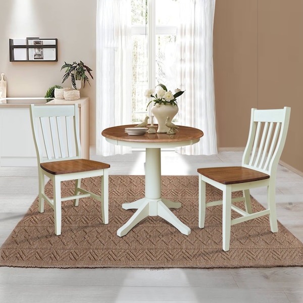 Whitewood Industries Rectangular Fixed Top Tables, 30 in W, 29.9 in L, 30 in H, Parawood, Hickory/Shell - K79-30RT-27B-C61-2