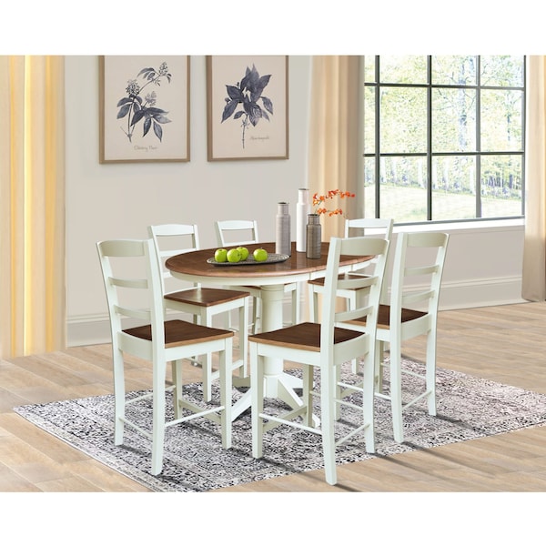 Whitewood Industries Rectangular Extension Dining Table W/ 6 Counter Height Stools, 36 in W, 30.1 in L, 48 in H, 7 - K79-36RXT-27-S402-6