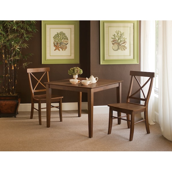 International Concepts Round 36 in x 36 in Dining Table with 2 Side Chairs, Espresso, 36 in W, 36 in L, 30 in H, Wood - K581-3636-C613-2