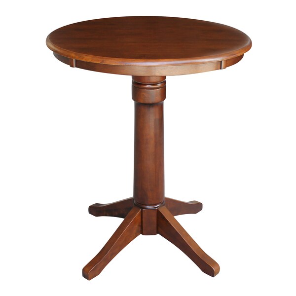 International Concepts Round 30 in Round Top Pedestal Table, 34.9 inH, Espresso, 30 in W, 30 in L, 35.9 in H, Wood - K581-30RT-27B-6B