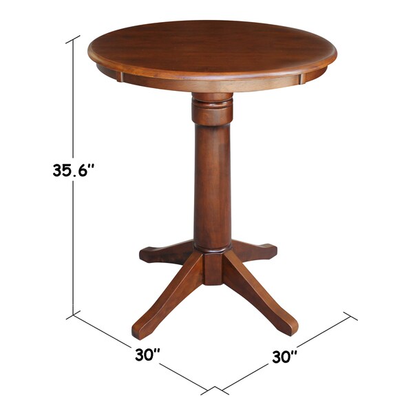 International Concepts Round 30 in Round Top Pedestal Table, 34.9 inH, Espresso, 30 in W, 30 in L, 35.9 in H, Wood - K581-30RT-27B-6B