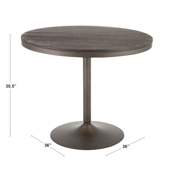 Lumisource Dakota Dining Table in White Metal and Brown Bamboo - DT-DKTA WBN