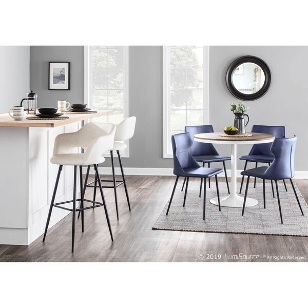 Lumisource Dakota Dining Table in White Metal and Brown Bamboo - DT-DKTA WBN