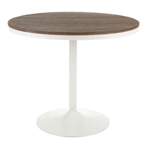 Lumisource Dakota Dining Table in White Metal and Brown Bamboo - DT-DKTA WBN