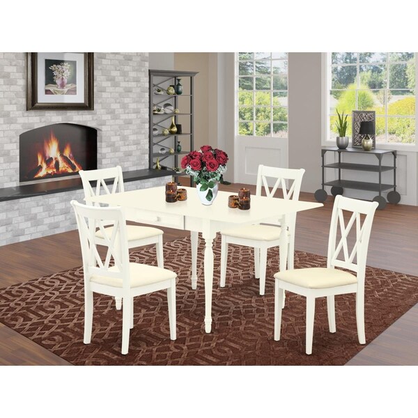 East West Furniture 5 Piece Monza Kitchen Table Set - Linen White - MZCL5-LWH-C