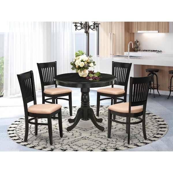 East West Furniture 5 Piece Antique Dinette Room Set - Black - ANVA5-BLK-C