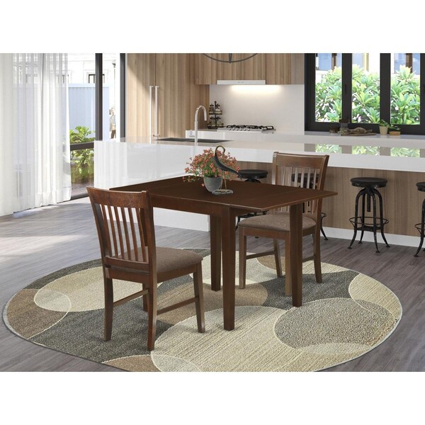 East West Furniture 3 Piece Norden Dining Table Set - Mahogany - NDNO3-MAH-C
