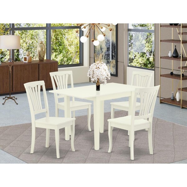 East West Furniture 5 Piece Norden Dining Set - Linen White - NDAV5-LWH-W