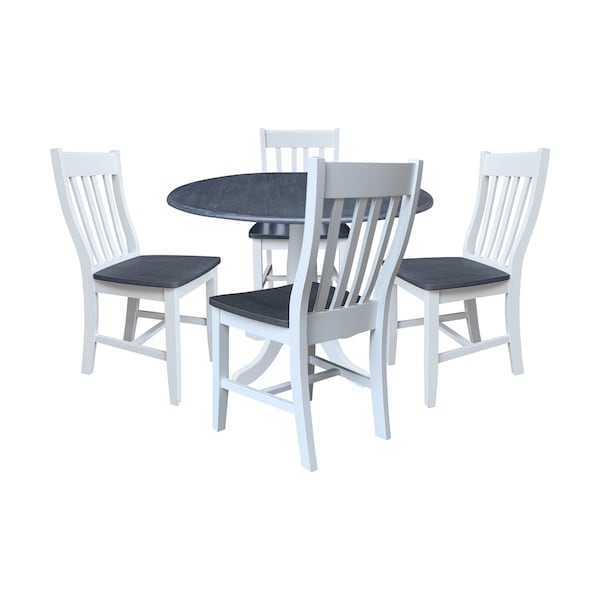 Whitewood Industries Extension Dining Tables, 45 in L, 38 in H, Parawood, 5 Piece Set - K05-42DPT-C61-4