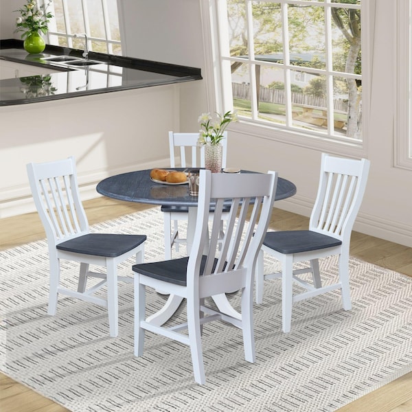 Whitewood Industries Extension Dining Tables, 45 in L, 38 in H, Parawood, 5 Piece Set - K05-42DPT-C61-4