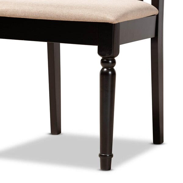 Baxton Studio Julie Sand Upholstered and Dark Brown Finished Wood 5-Piece Dining Set - 172-9733-10898