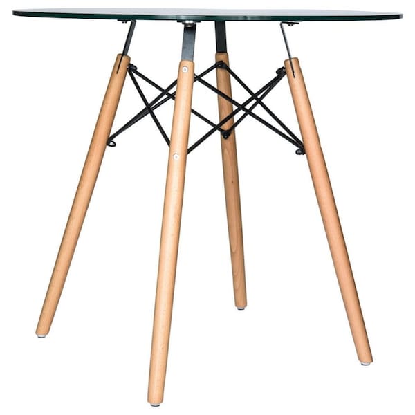 Leisuremod Round 30 in W, 29 in L, Glass/Beech Wood, Clear - EP31CLTR