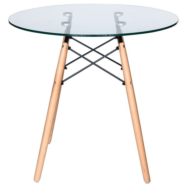 Leisuremod Round 30 in W, 29 in L, Glass/Beech Wood, Clear - EP31CLTR