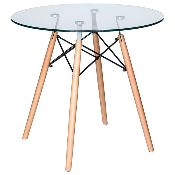 Leisuremod Round 30 in W, 29 in L, Glass/Beech Wood, Clear - EP31CLTR