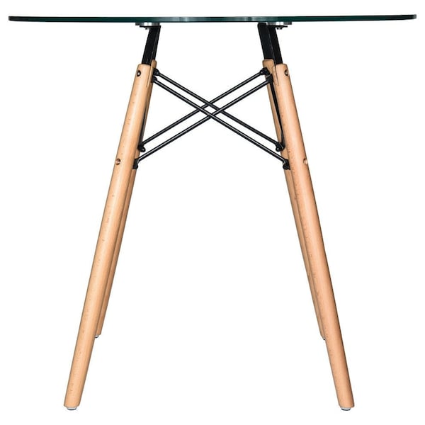 Leisuremod Round 30 in W, 29 in L, Glass/Beech Wood, Clear - EP31CLTR