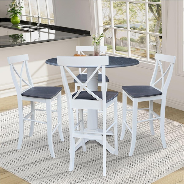 Whitewood Industries Extension Dining Tables, 45 in L, 38 in H, Parawood, 5 Piece Set - K05-42DPT-27-S61334