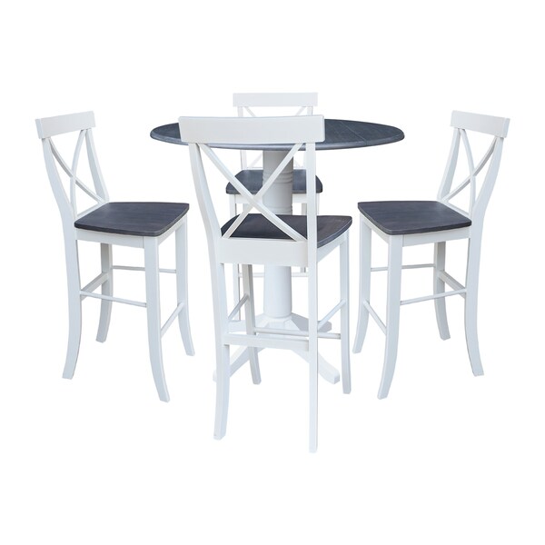 Whitewood Industries Extension Dining Tables, 45 in L, 38 in H, Parawood, 5 Piece Set - K05-42DPT-27-S61334