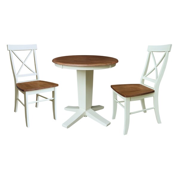 Whitewood Industries Rectangular Fixed Top Table W/ 2 Chairs, 30 in W, 29.9 in L, 30 in H, Parawood, Hickory/Shell - K79-30RT-23B-C613-2