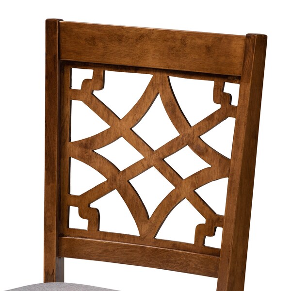 Baxton Studio Celina Grey Upholstered and Walnut Wood 5-Piece Dining Set - 172-9875-8959