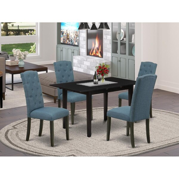 East West Furniture 5 Piece Norfolk Dining Set - Black - NOCE5-BLK-21