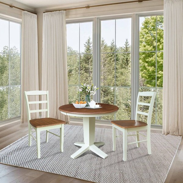 Whitewood Industries Rectangular Extension Dining Table W/ 2 Chairs, 36 in W, 30.1 in L, 48 in H, Parawood, 3 - K79-36RXT-23B-C2-2