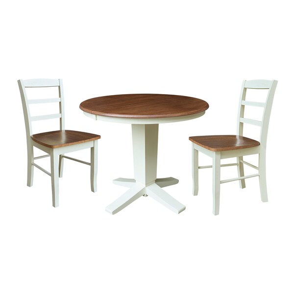 Whitewood Industries Rectangular Extension Dining Table W/ 2 Chairs, 36 in W, 30.1 in L, 48 in H, Parawood, 3 - K79-36RXT-23B-C2-2