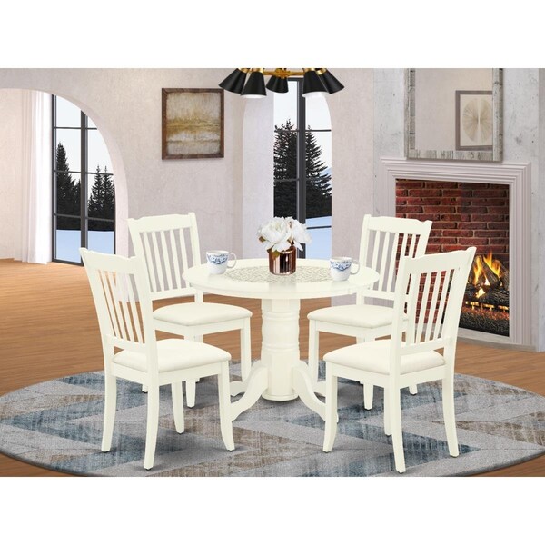East West Furniture 5 Piece Shelton Dining Set - Linen White - SHDA5-WHI-C