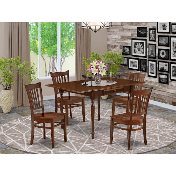 East West Furniture 5 Piece Monza Dining Set - Mahogany - MZGR5-MAH-W