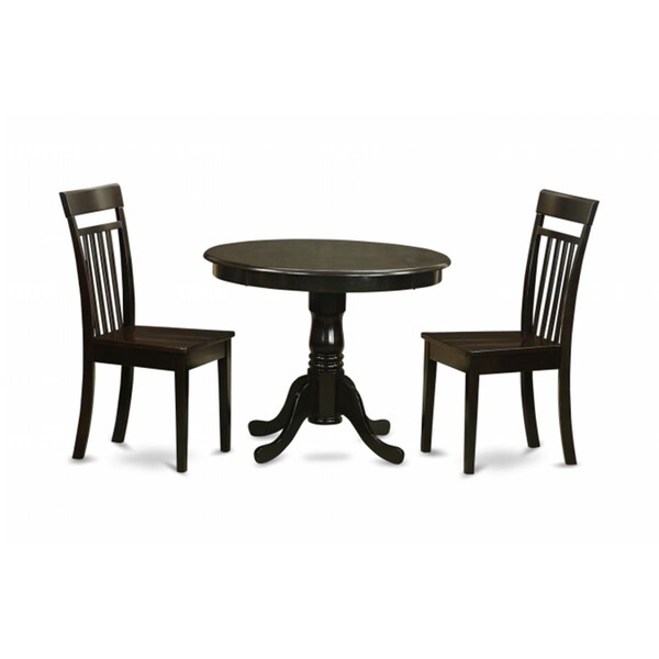 East West Furniture 3 Piece Kitchen Table Set-Kitchen Table and 4 Dining Chairs - ANCA3-CAP-W
