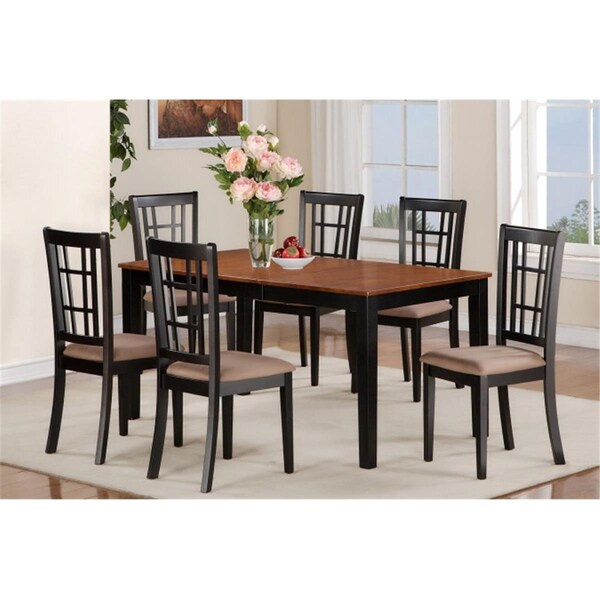 East West Furniture 7 Piece Dining Room Table Set-Kitchen Tables Plus 6 Kitchen Chairs - NICO7-BLK-C