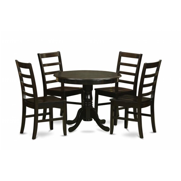 East West Furniture 5 Piece Small Kitchen Table Set-Drop Leaf Table Plus 4 Kitchen Dining Chairs - ANPF5-CAP-W