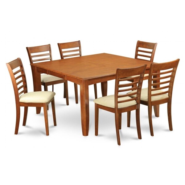East West Furniture 9 Piece Formal Dining Room Set-Dinette Table With Leaf and 8 Kitchen Chairs - PFML9-SBR-C