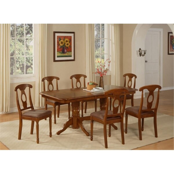 East West Furniture 7 Piece Dining Table Set For 6-Oval Table With Leaf and 6 Chairs For Dining - NANA7-SBR-C