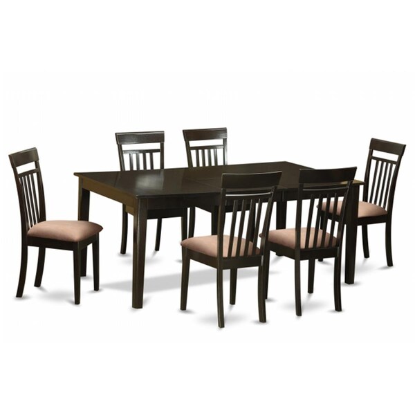 East West Furniture 7 Piece Formal Dining Room Set-Dinette Table Featuring Leaf and 6 Dining Room Chairs - HECA7-CAP-C