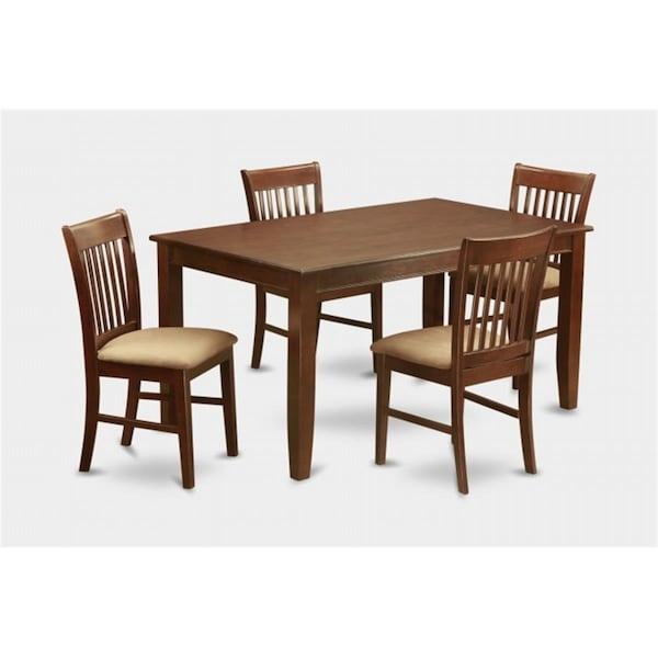 East West Furniture 5PC Set Rectangular Table and 4 Cushioned Seat Slat Back Chairs - DUNO5-MAH-C